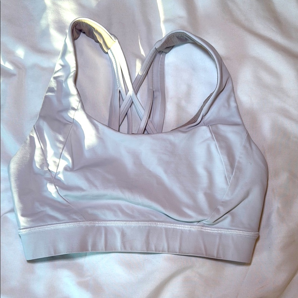 Gray Sports Bra with Racerback and Wide Straps
